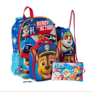 Paw Patrol Action Backpack Set, 5 Pcs New